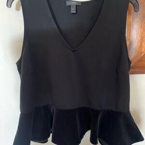 J. Crew Elegant Black V-Neck Peplum Blouse